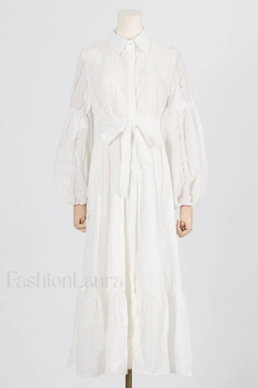 Sienna Tiered Broderie Charming Anglaise Midi Dress S / White