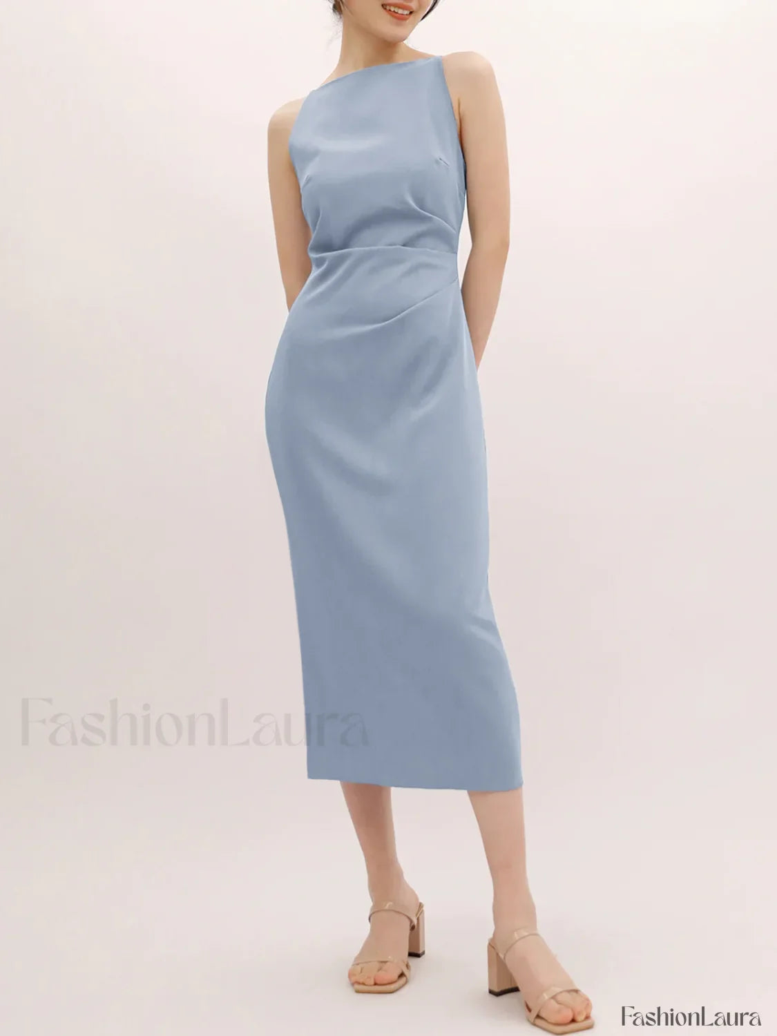 Silent Sea Boat Trendy Neck Midi Dress