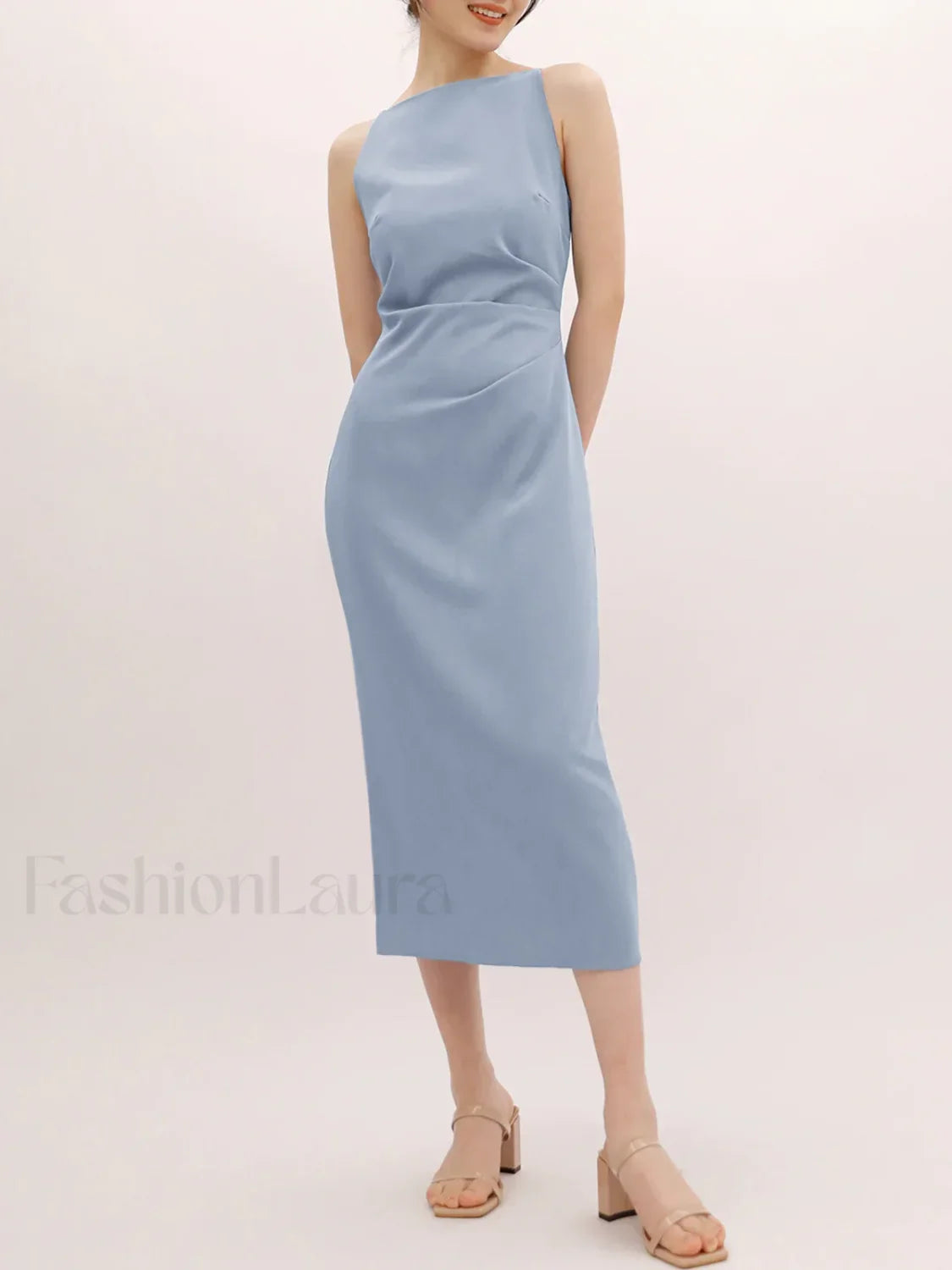 Silent Sea Boat Trendy Neck Midi Dress