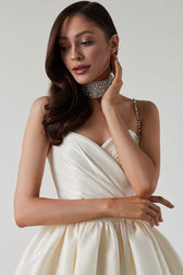 Silky Sweetheart Spaghetti Strap Pleated Satin Skater Mini Dress - White 3