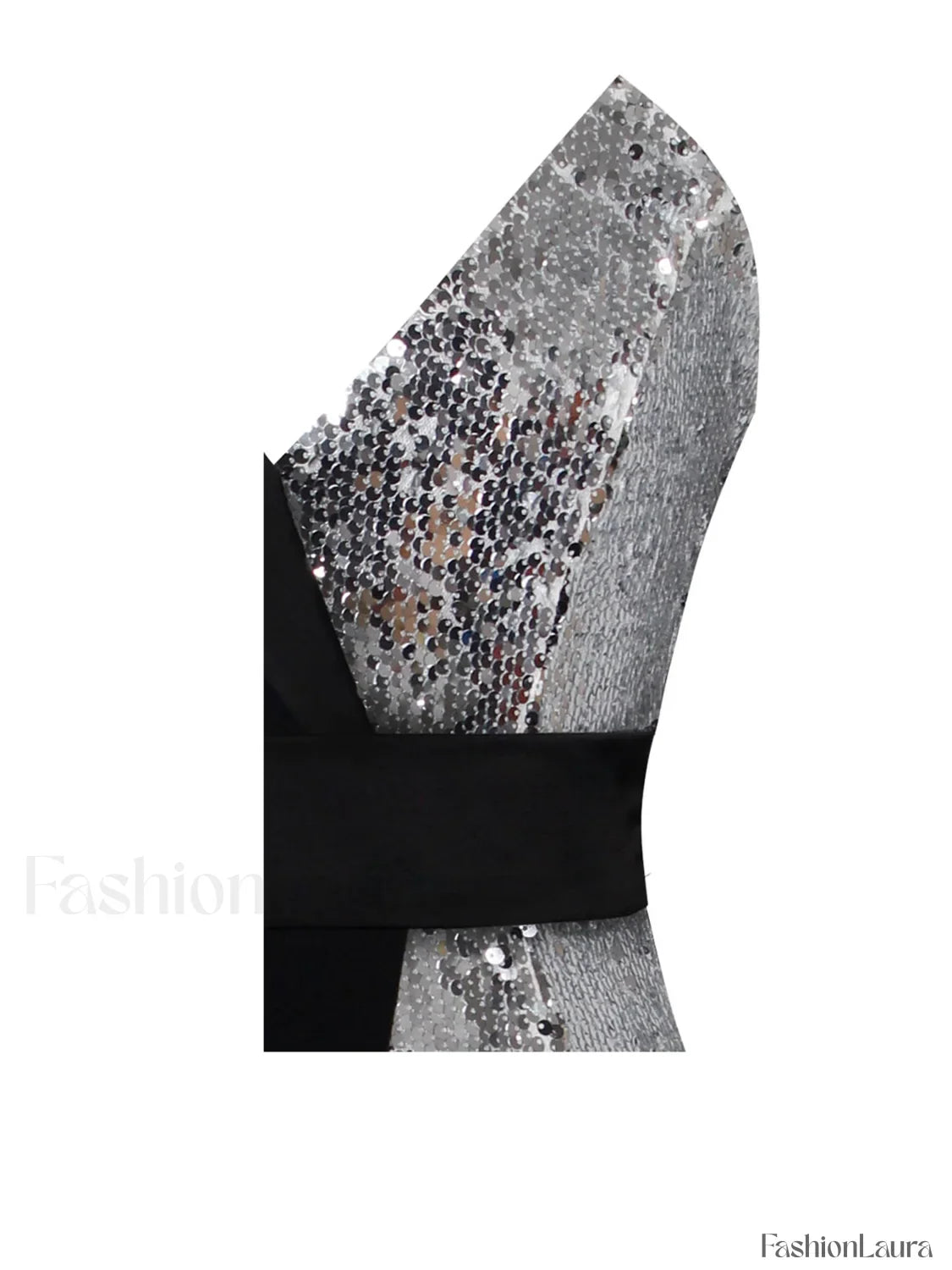 Silver Night Black Sequin Graceful Crepe Tuxedo Blazer Dress