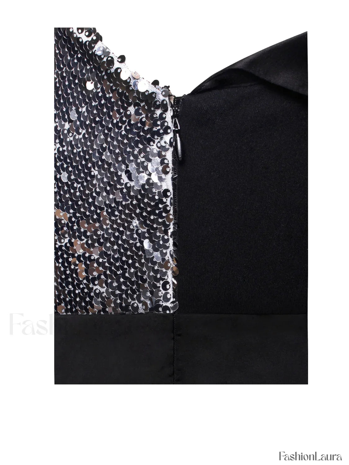 Silver Night Black Sequin Graceful Crepe Tuxedo Blazer Dress