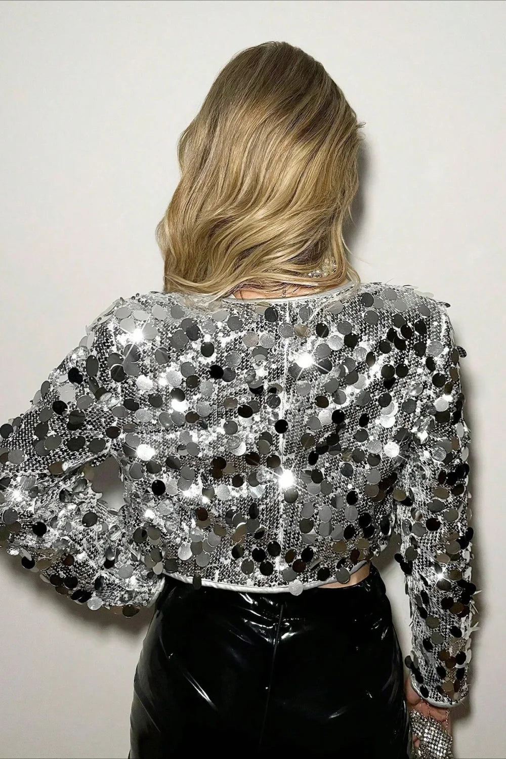 Silver Sequin Fashion Coat