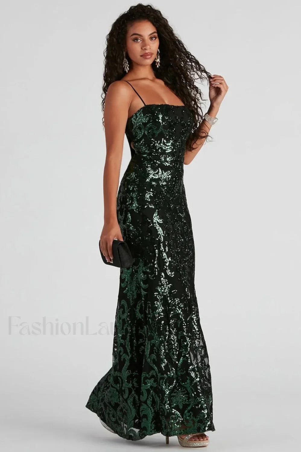 Sima Baroque Stylish Sequin Maxi Dress