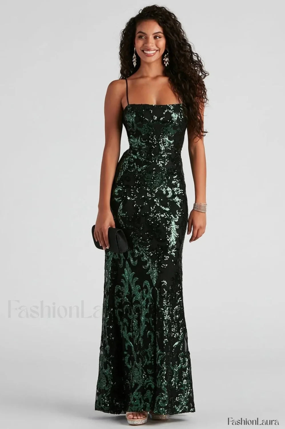Sima Baroque Stylish Sequin Maxi Dress