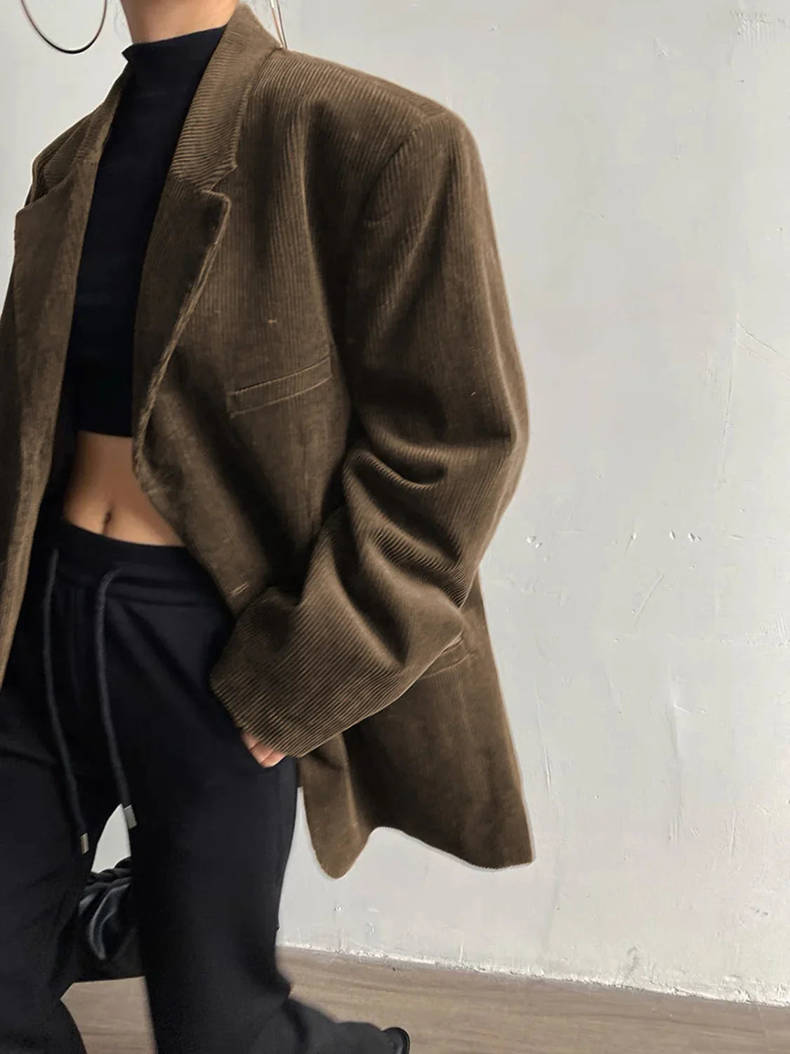 Single Breasted Graceful Corduroy Blazer