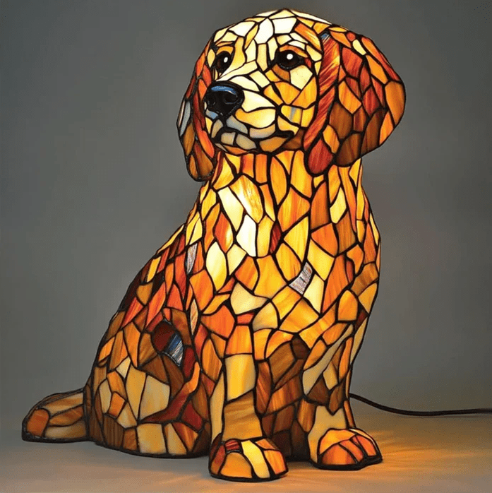 Stained Glass Golden Retriever Dog Table Lamp
