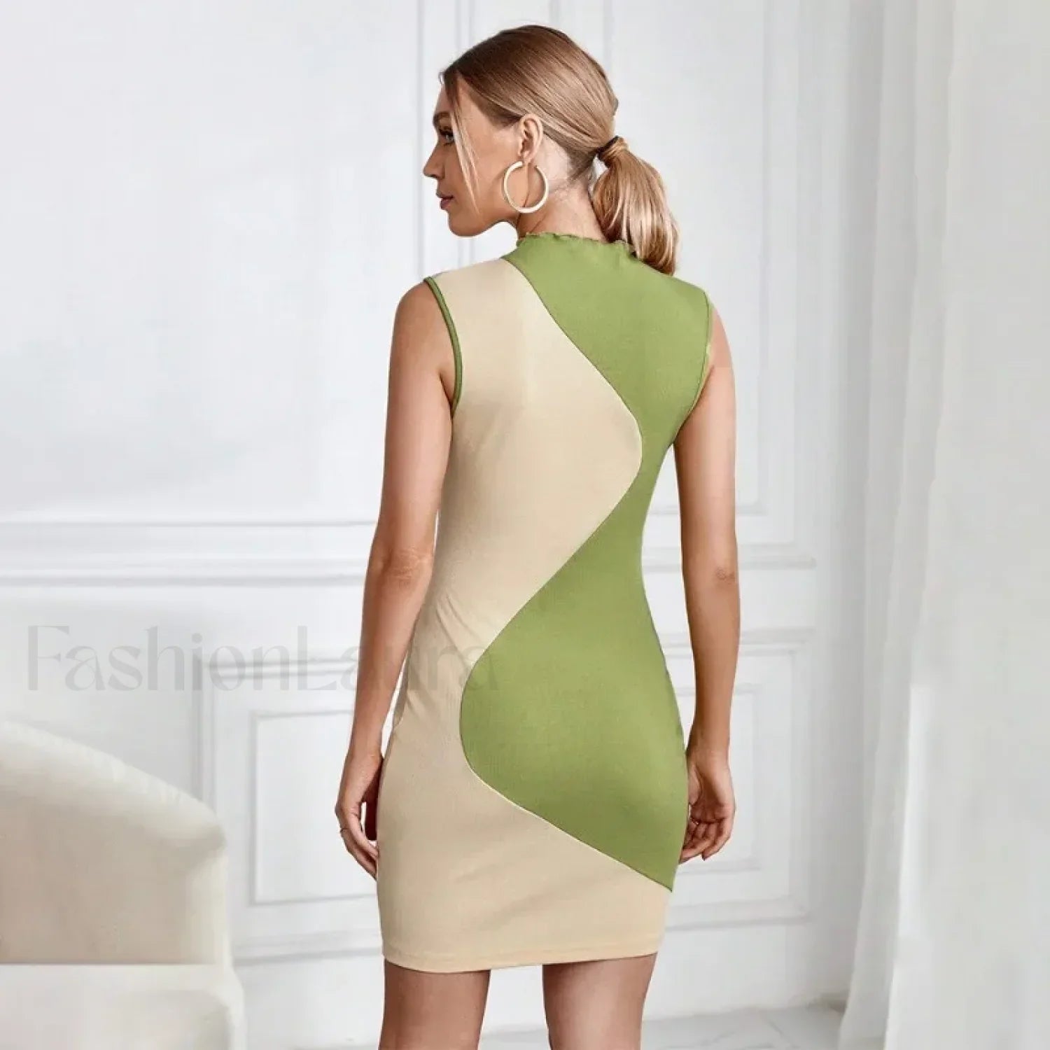 Skinny Knitted Summer Women's 2024 New Patchwork Sleeveless Slim Elastic High Waist Hip Wrap Mini Dress