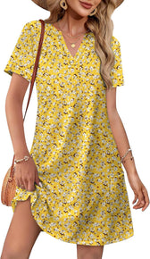 Floral Notch Neck Short Sleeve Mini Dress 10