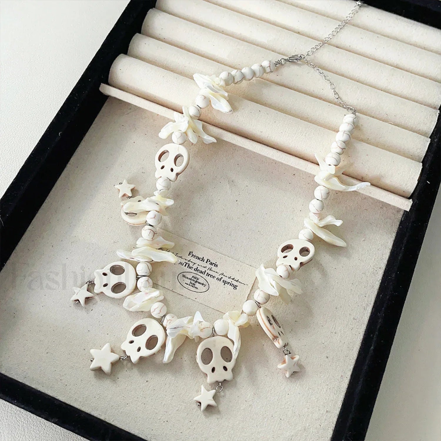 Skull Bow Beaded Cross Star Pendant Necklace