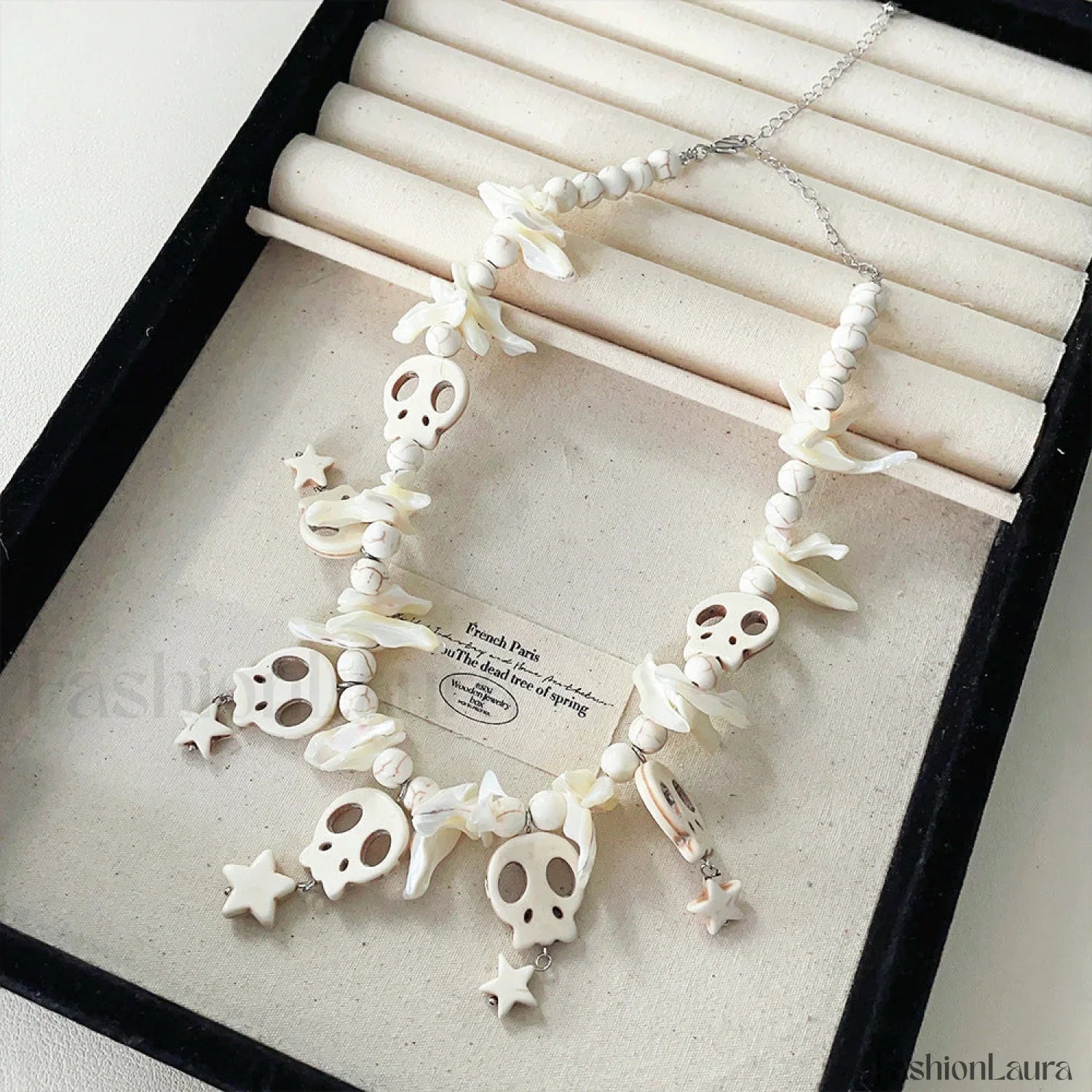 Skull Bow Beaded Cross Star Pendant Necklace