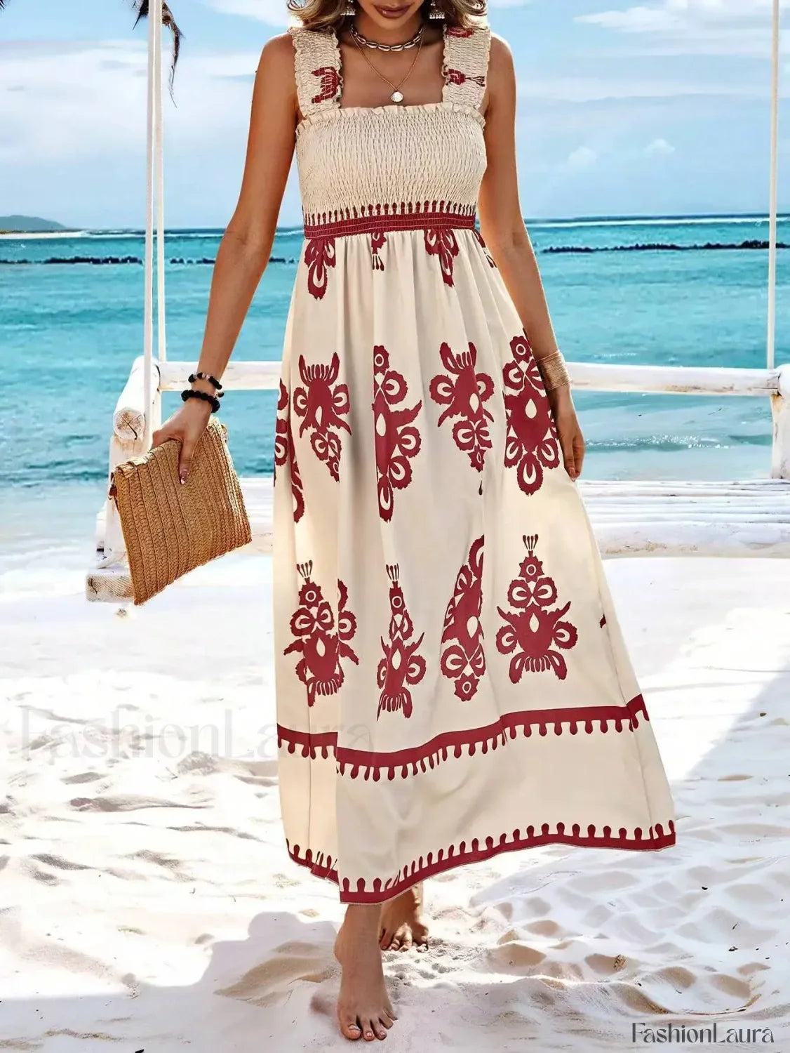 Sleeveless A-Line Party Boho Dress