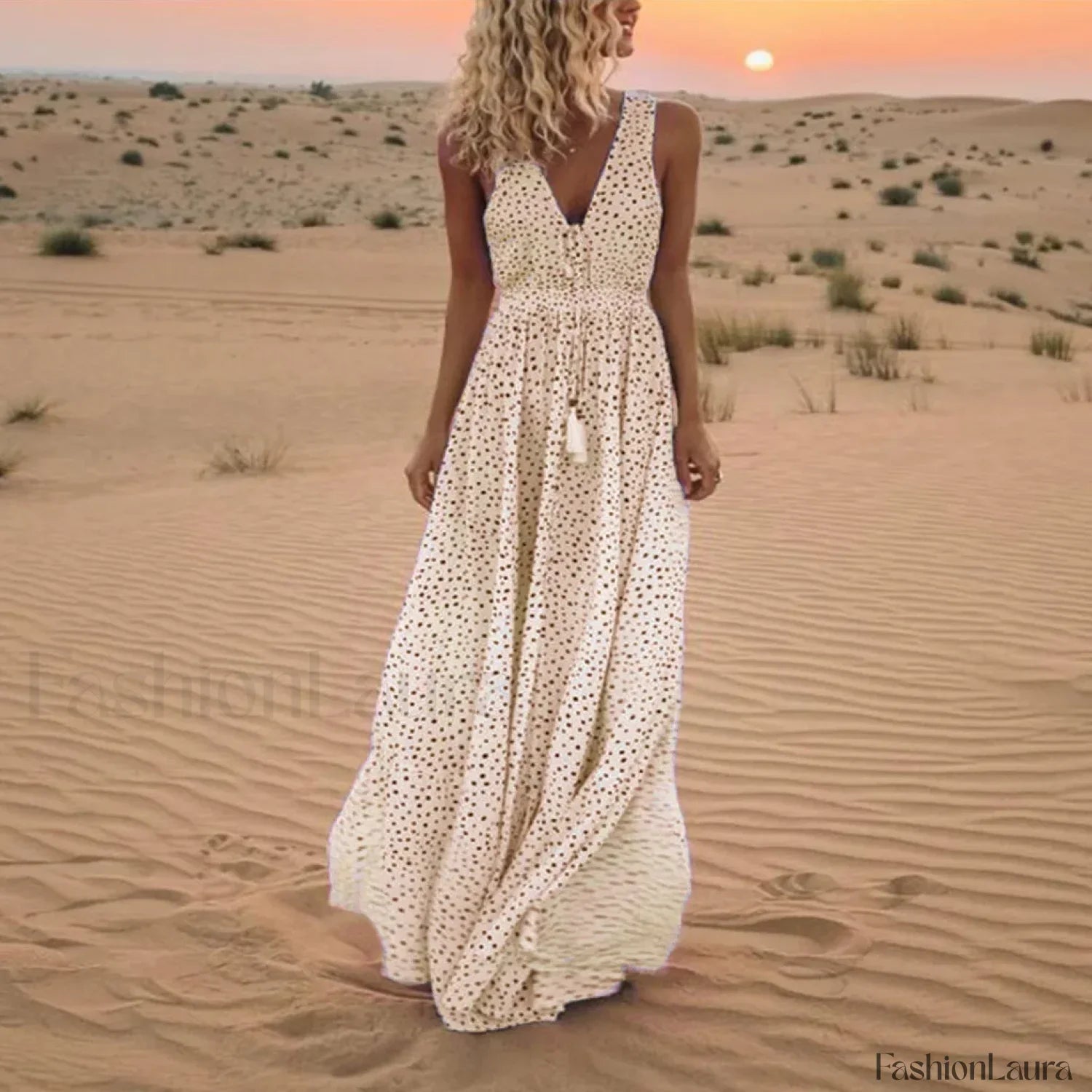 Sleeveless A-Line Patchwork Boho Dress