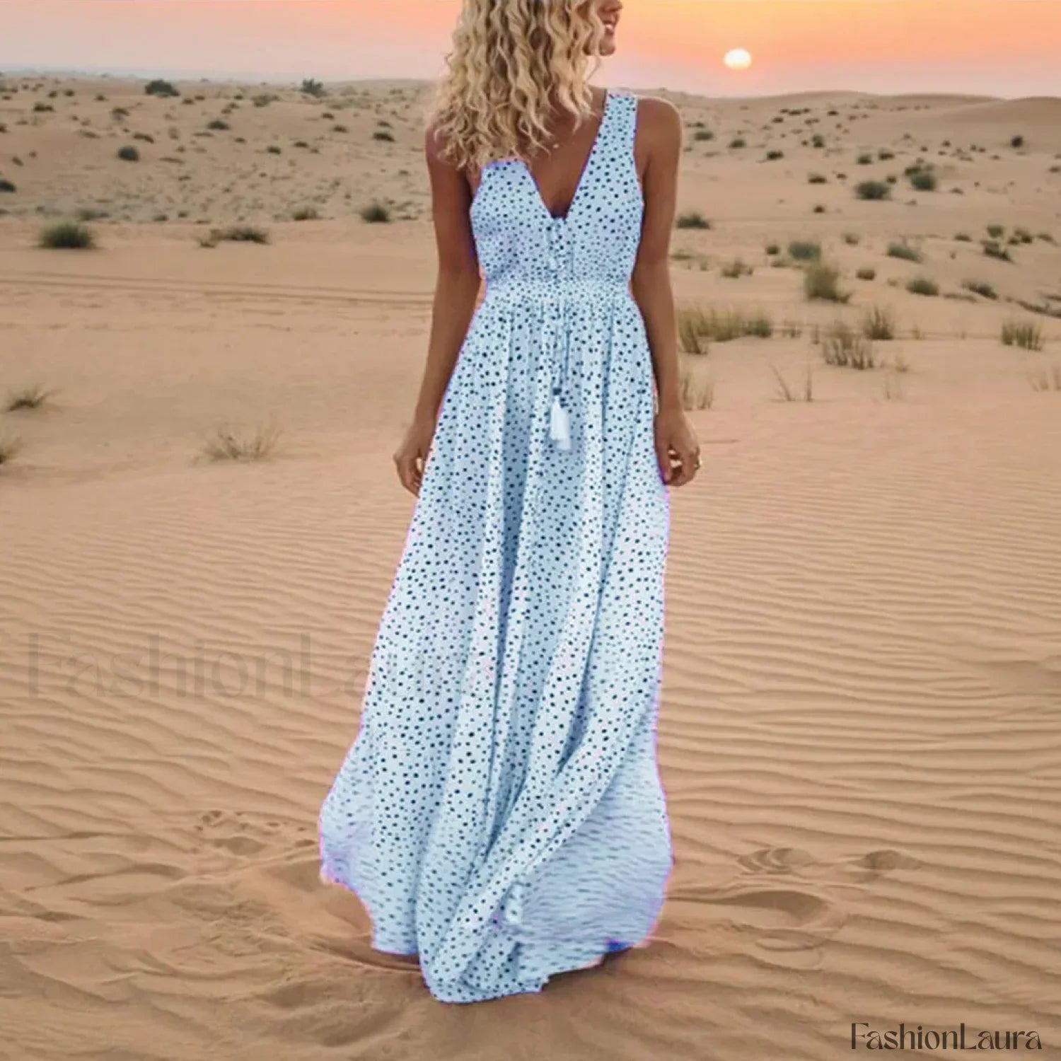 Sleeveless A-Line Patchwork Boho Dress