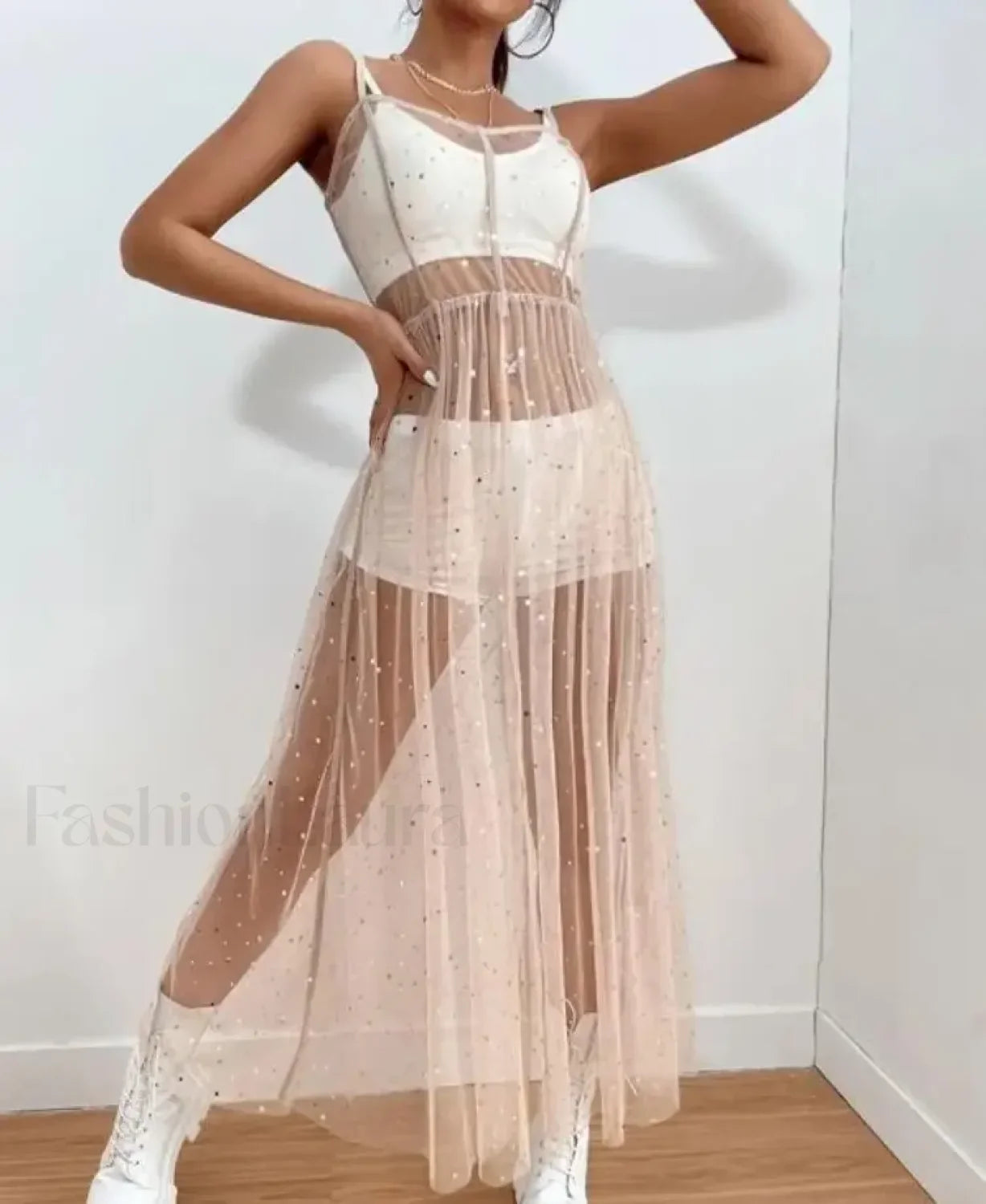 Sleeveless Sequin Split Cover Up