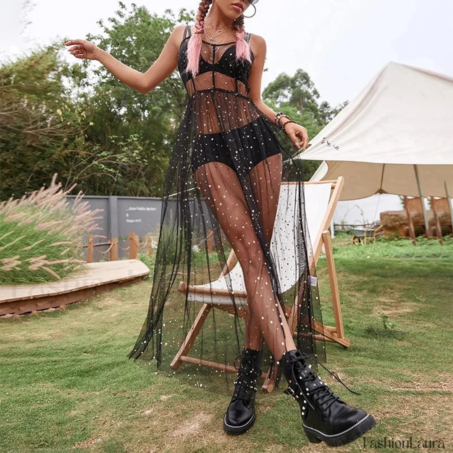 Sleeveless Sequin Split Cover Up