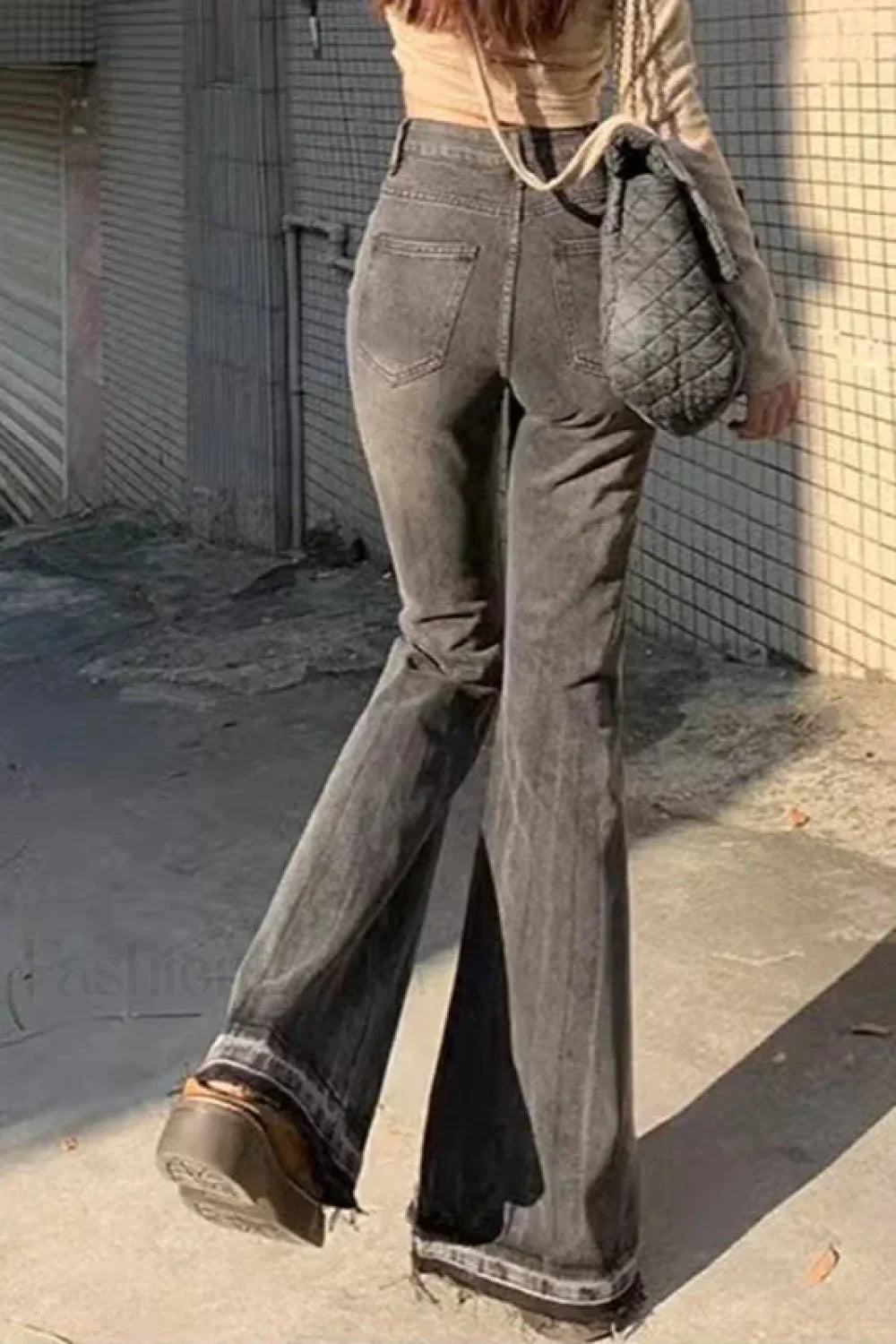 Slim Fit Elastic Bell Bottom Jeans