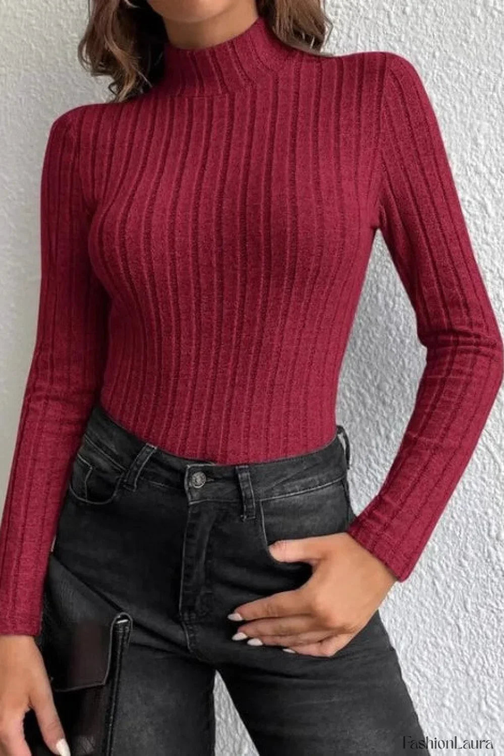 Slim Fit Mock Neck Knit Sweater