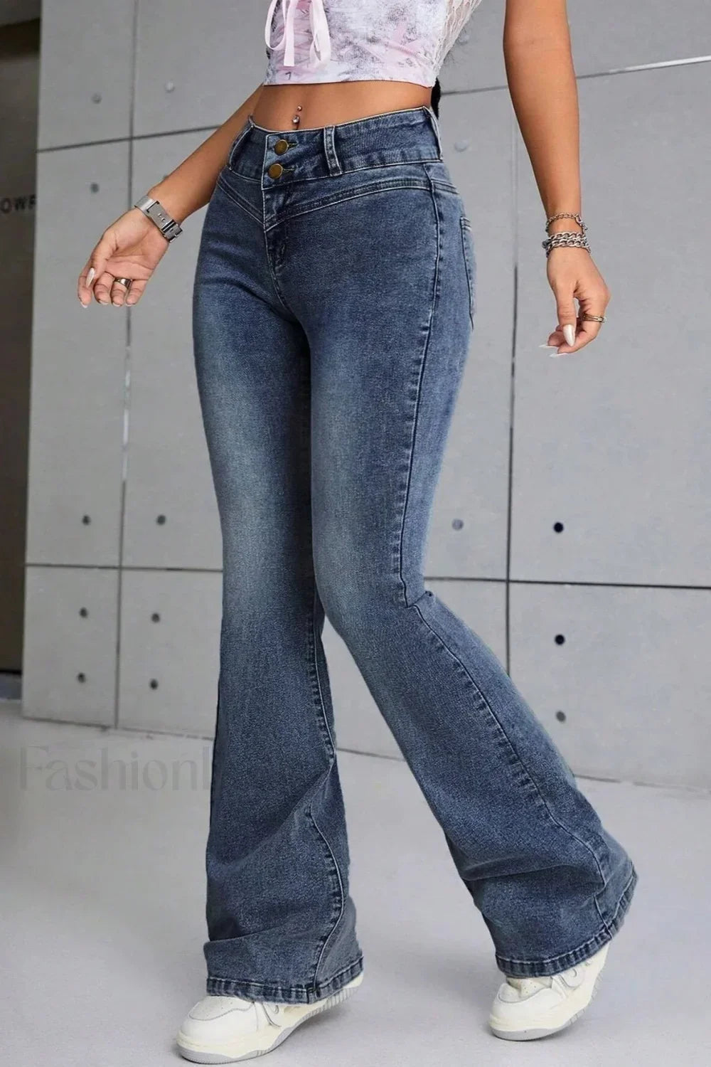 Slim Fit Washed Flare Denim Jeans