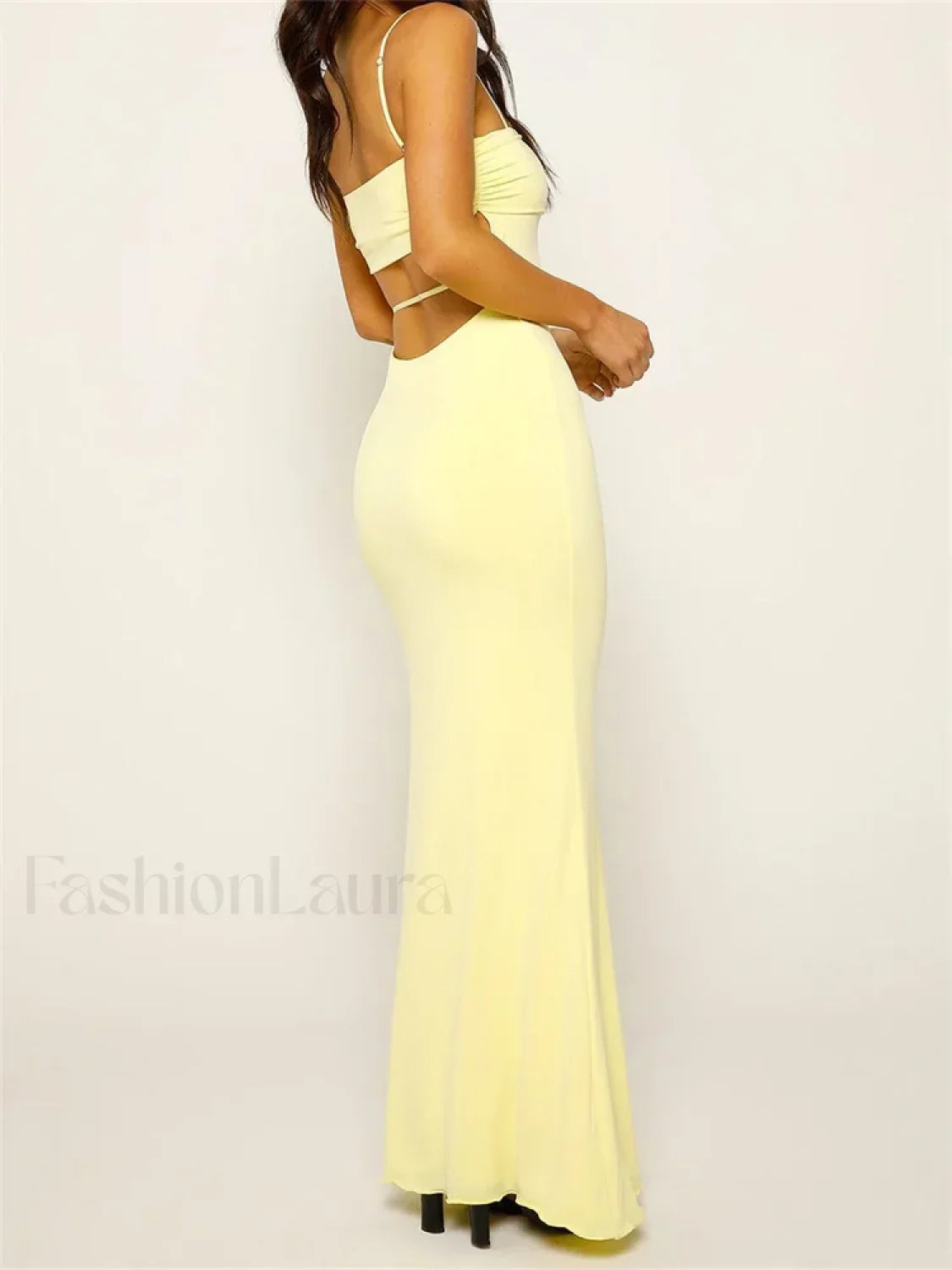 Slim Square Backless Maxi Dress