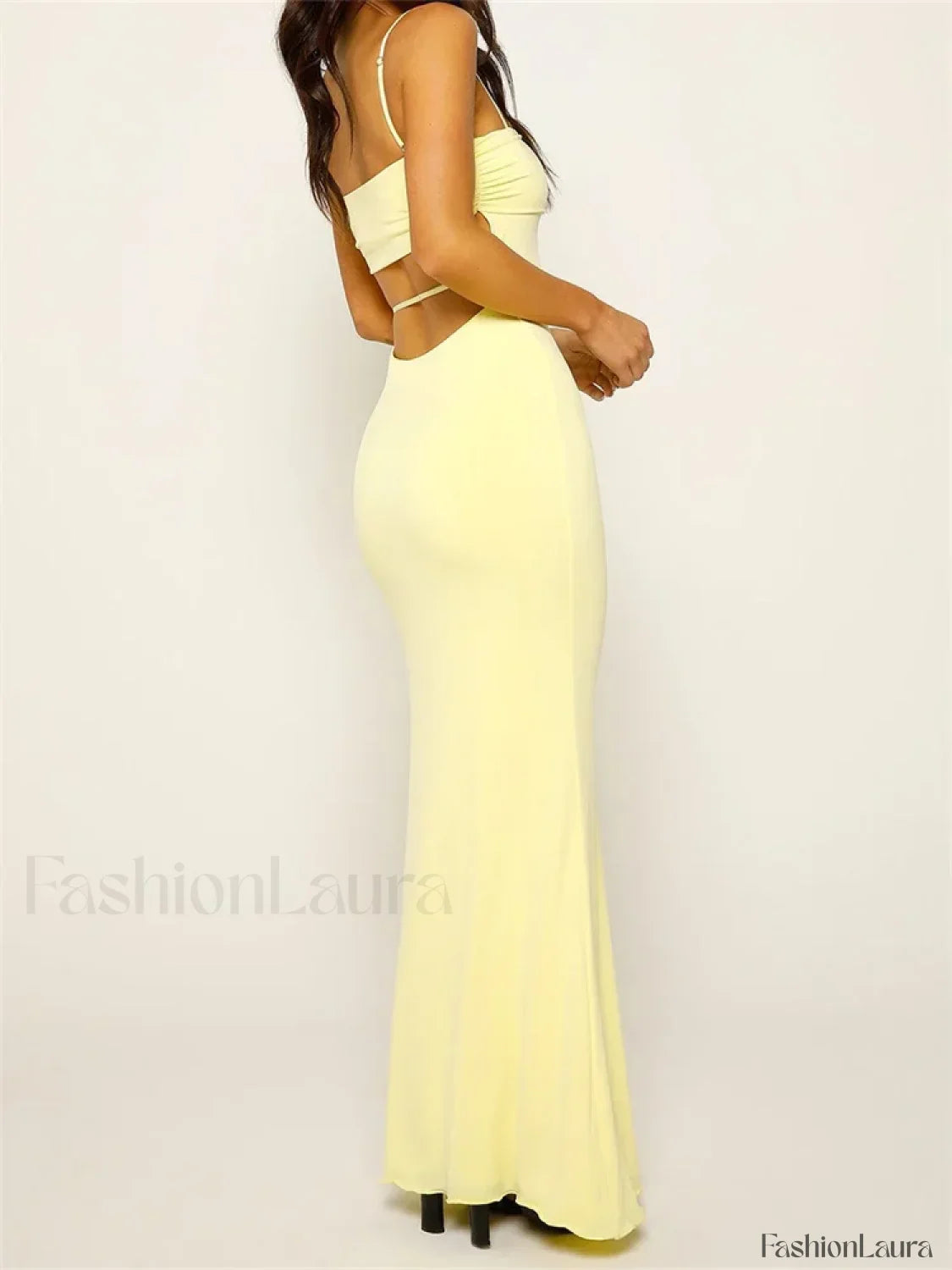 Slim Square Backless Maxi Dress