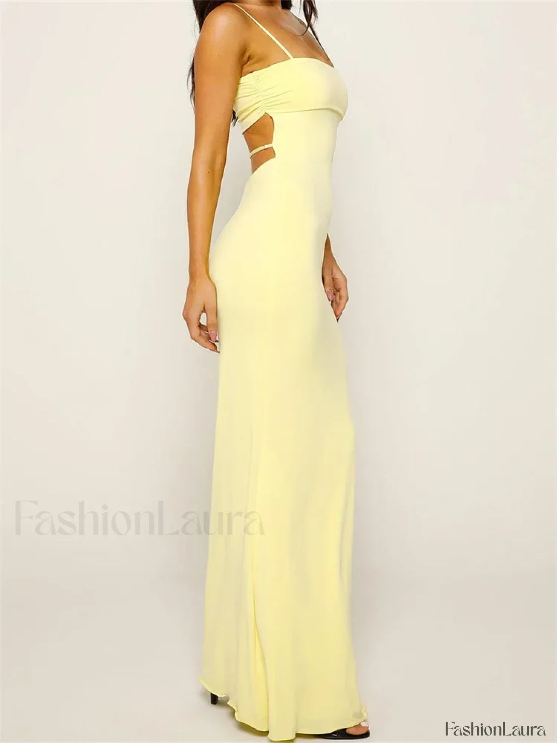 Slim Square Backless Maxi Dress