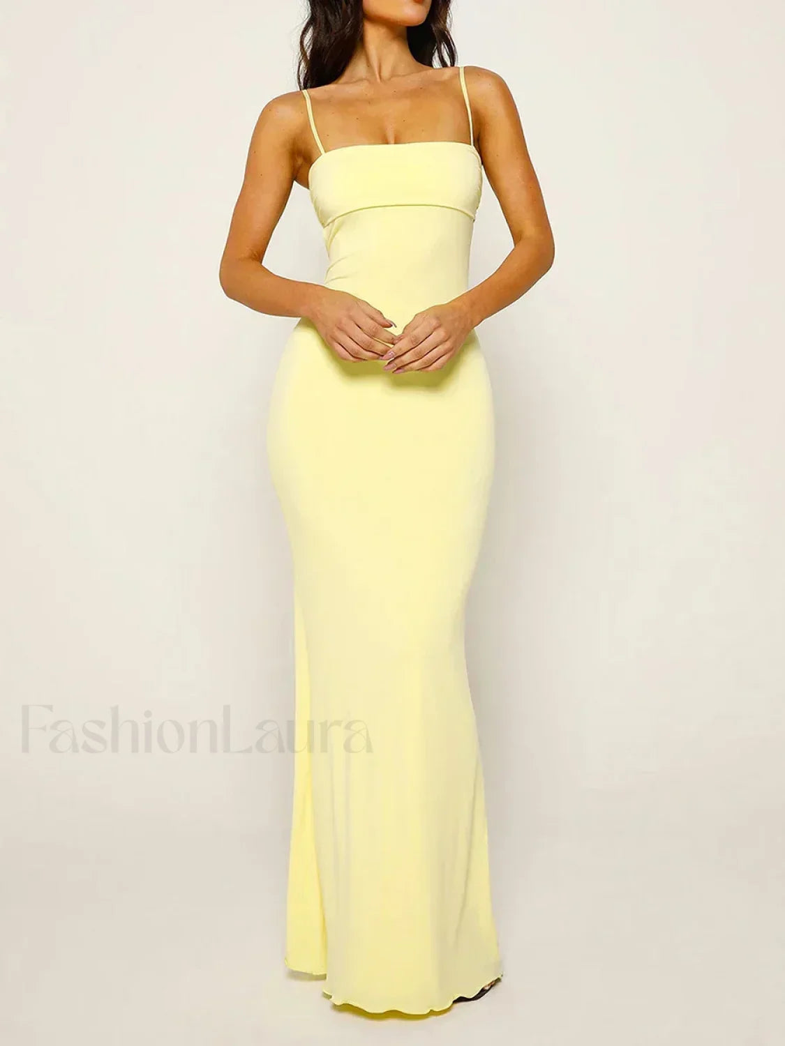 Slim Square Strap Party Maxi Dress