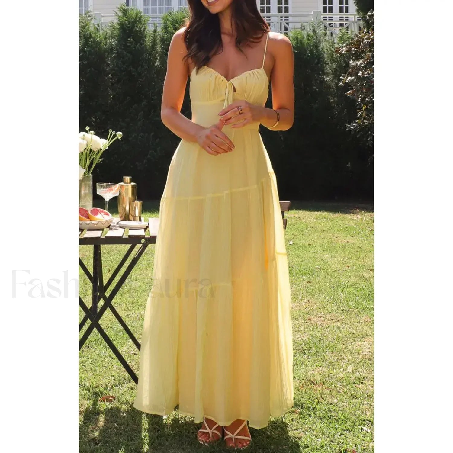 Smocked Bow-Front Midi Dress