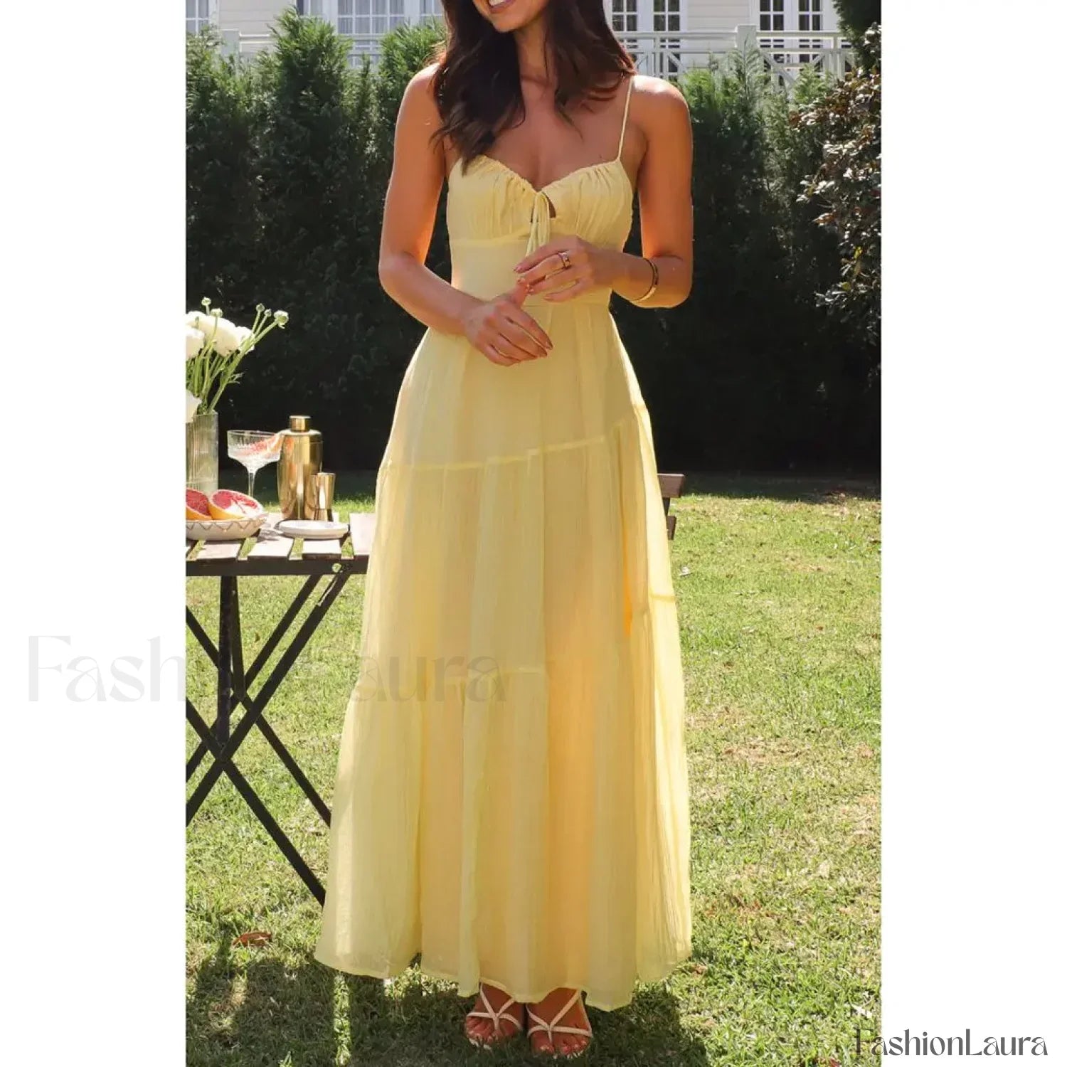 Smocked Bow-Front Midi Dress