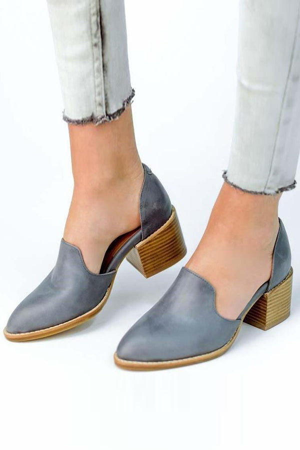 Side Cut Chunky Heel Pumps