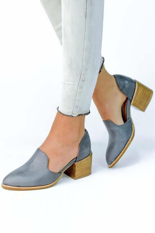 Side Cut Chunky Heel Pumps