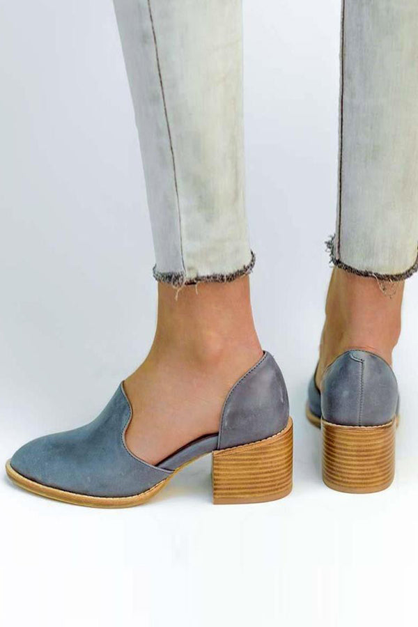 Side Cut Chunky Heel Pumps