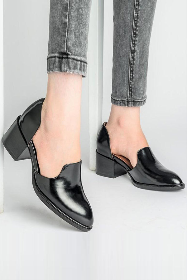 Side Cut Chunky Heel Pumps