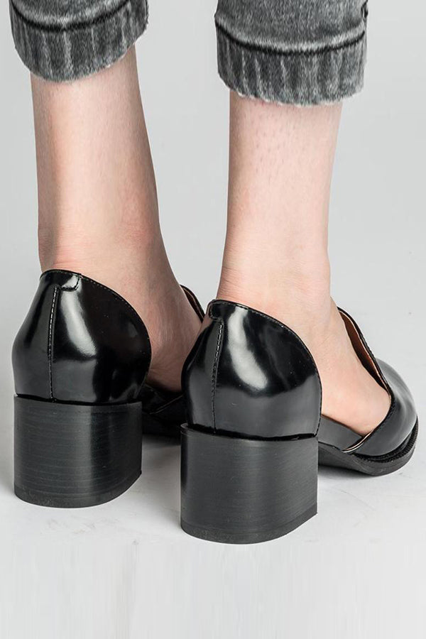 Side Cut Chunky Heel Pumps