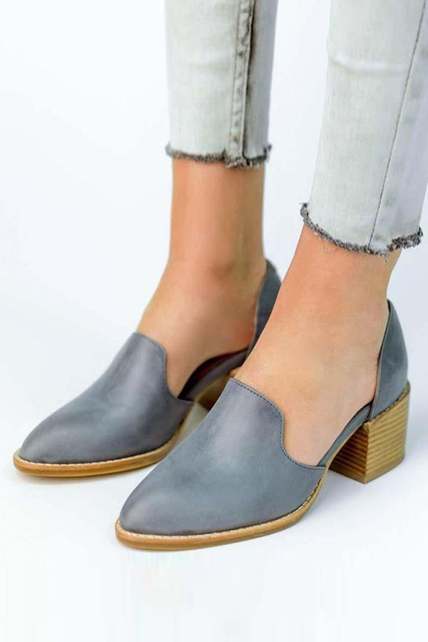 Side Cut Chunky Heel Pumps