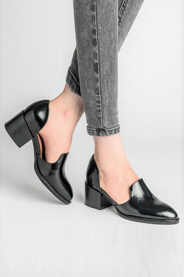 Side Cut Chunky Heel Pumps