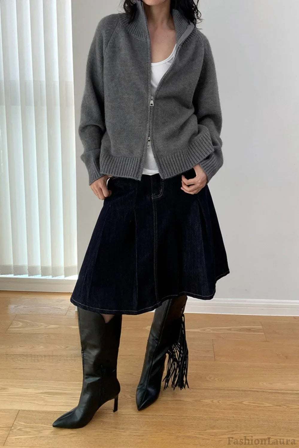 Soft Knit Zipper Cardigan