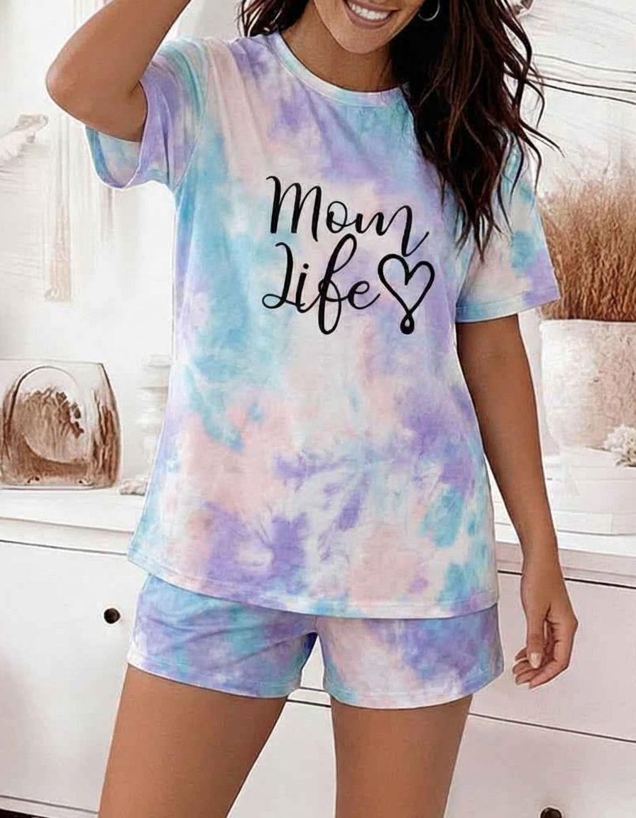 Soft-Stretch Tie-Dye Pajama Set for Women | Comfortable Loungewear wit