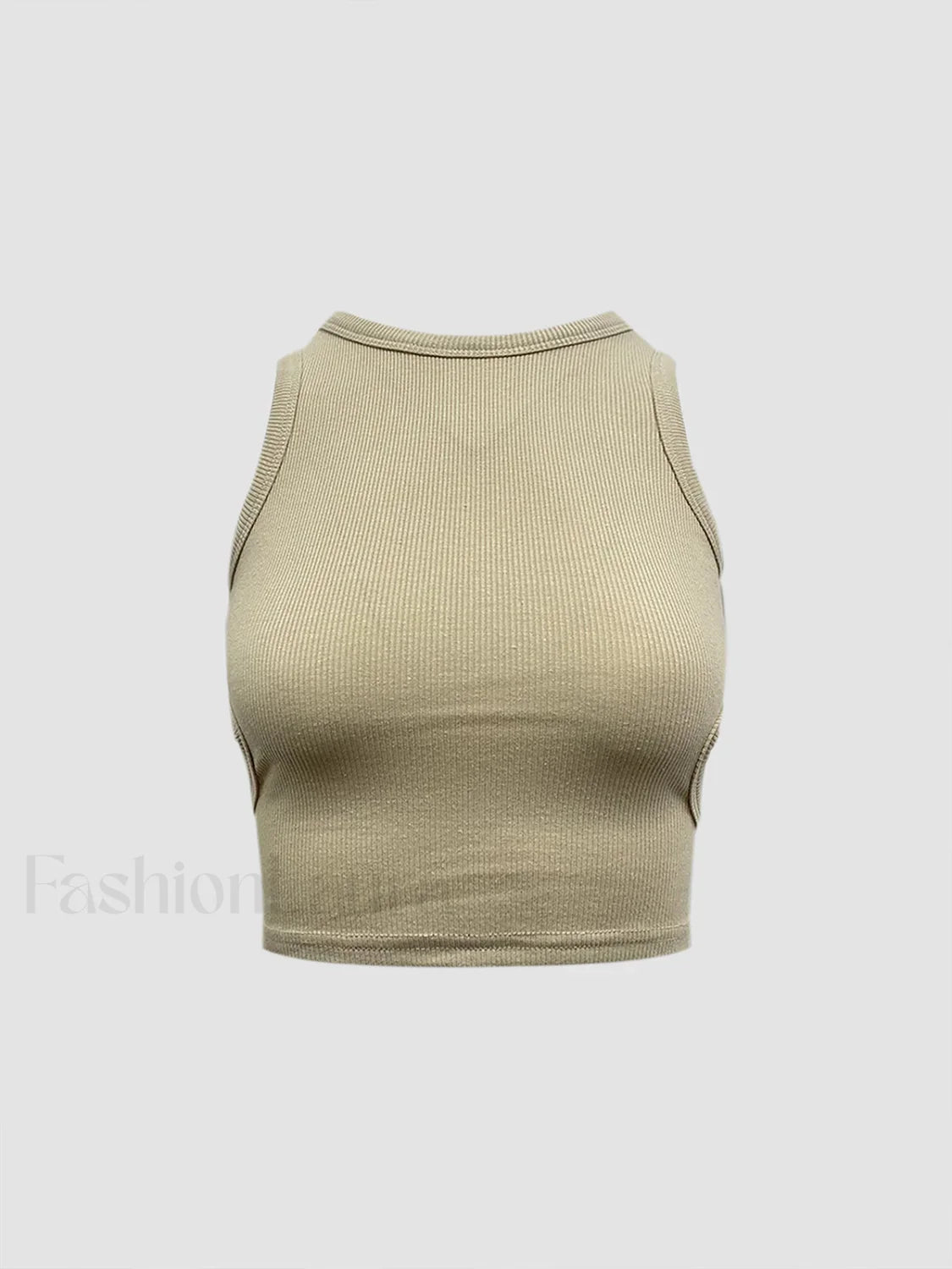 Solid Back Cutout Trendy Crop Tank Top