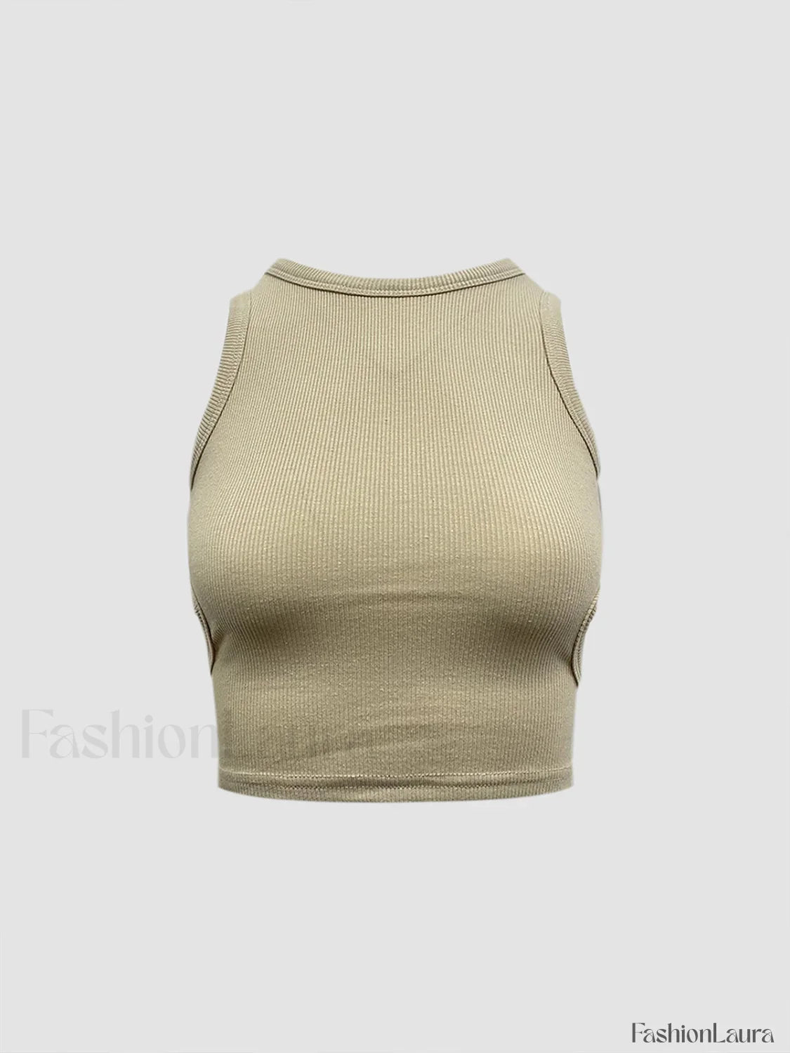 Solid Back Cutout Trendy Crop Tank Top