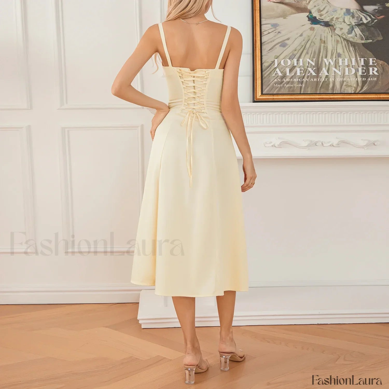 Solid Bandage A-Line Midi Dress