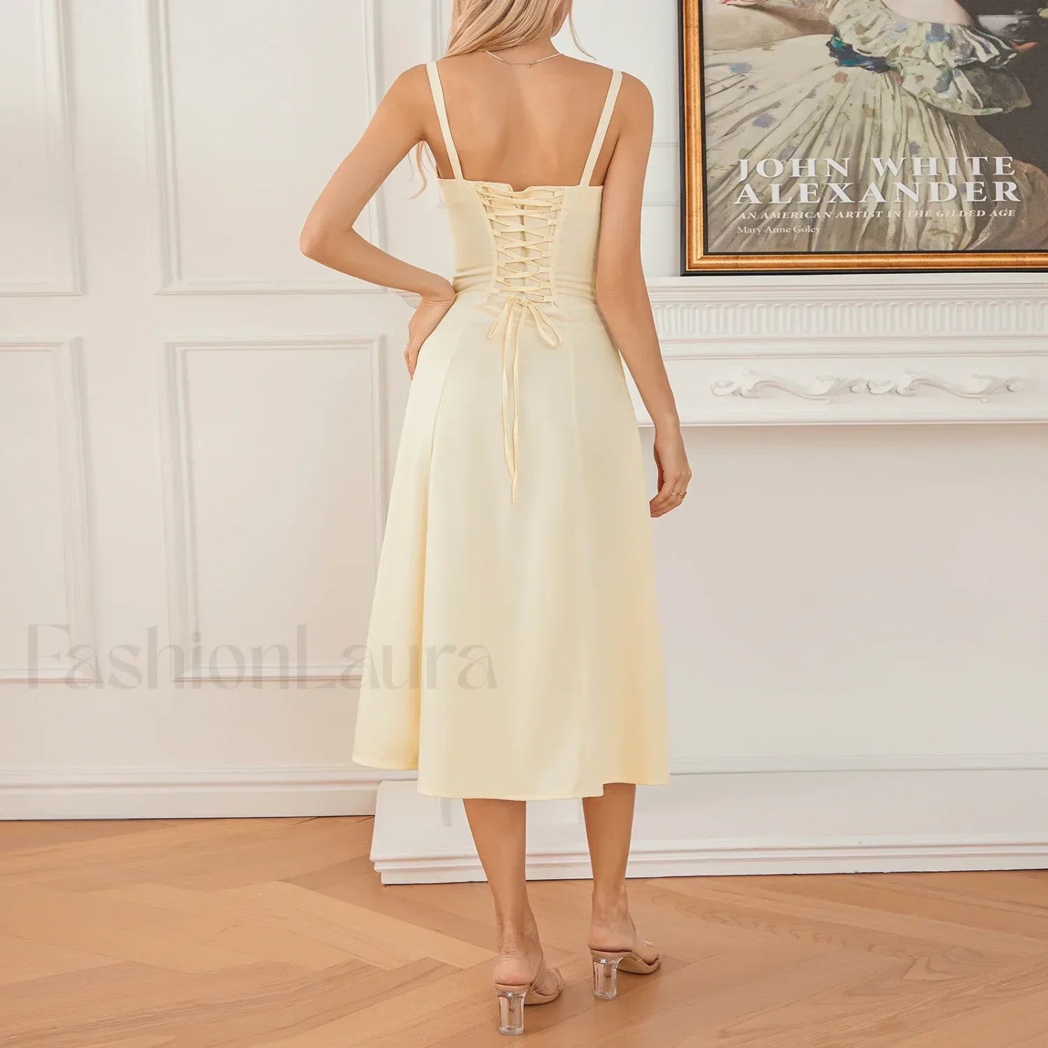 Solid Bandage A-Line Midi Dress