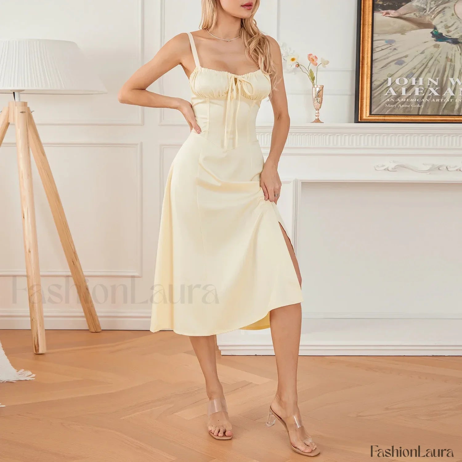 Solid Bandage A-Line Midi Dress