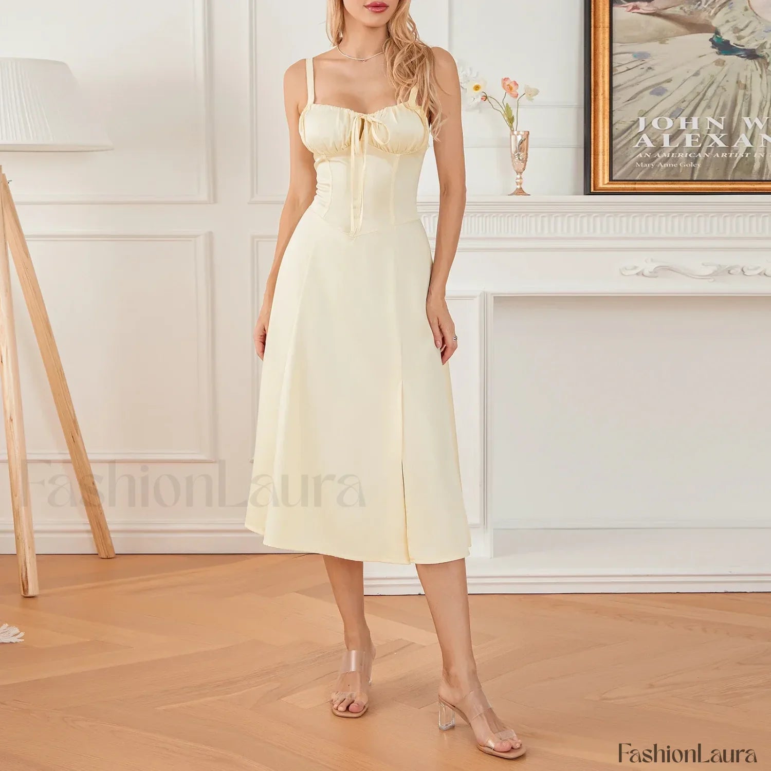 Solid Bandage A-Line Midi Dress