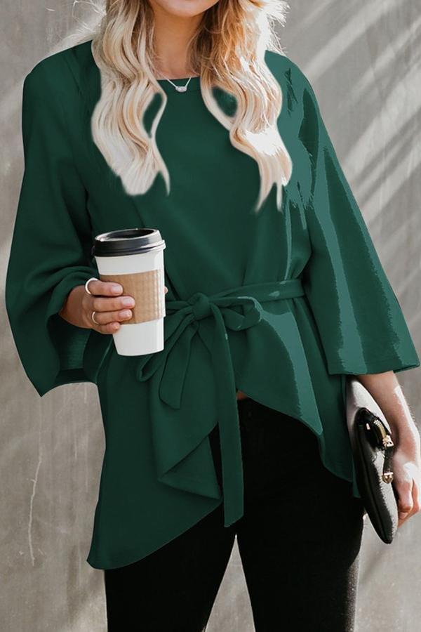 Solid Color Belt Irregular Coat