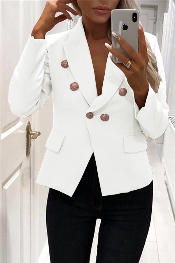 Solid Color Buttons Blazer