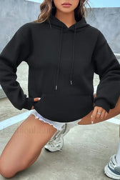 Solid Color Casual Pocket Hoodie