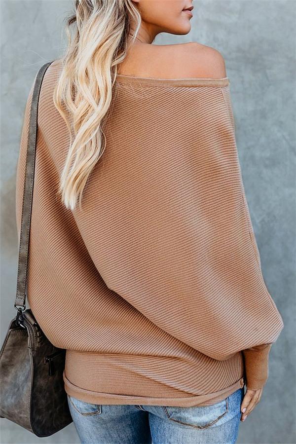 Solid Color Drop Shoulder Sweater