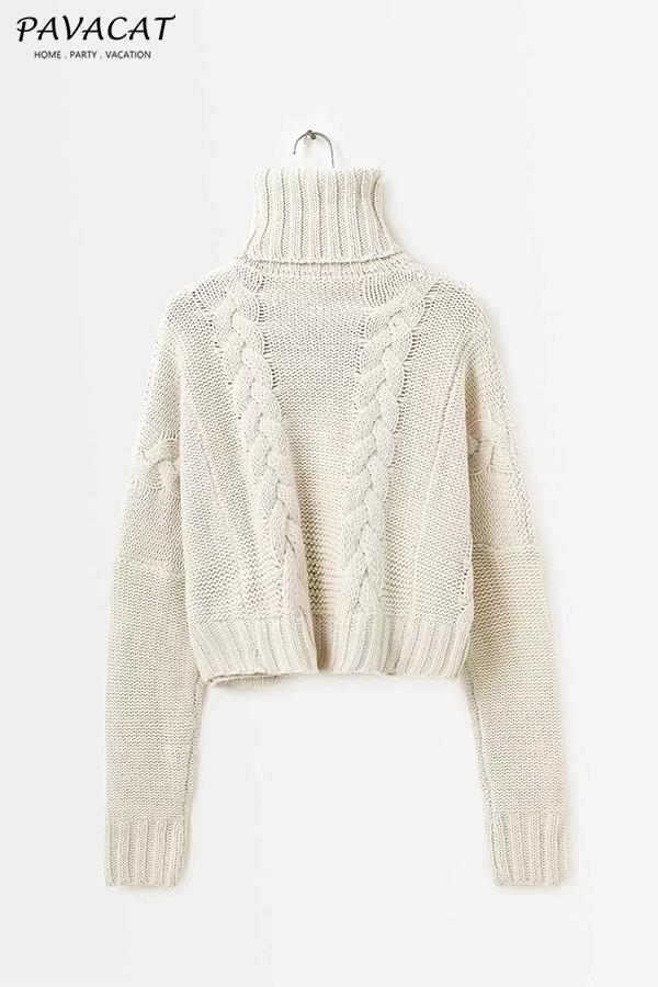 Solid Color High Neck Loose Sweater