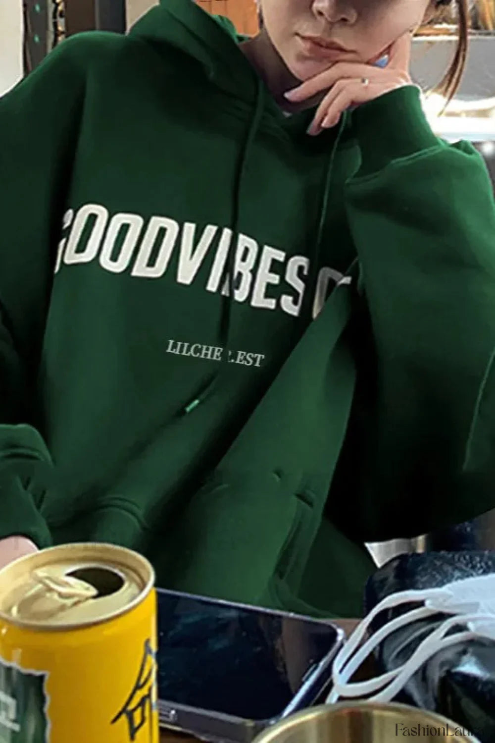Solid Color Letter Hooded Hoodie